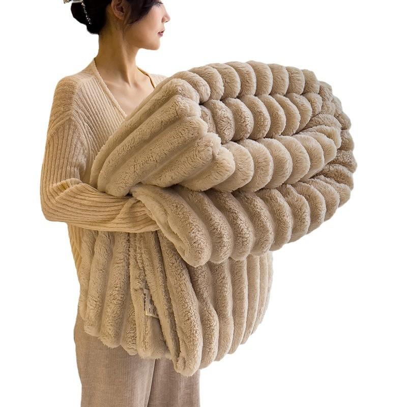 Class A Mother & Baby Rabbit Velvet Blanket - Flannel, Milk Velvet, Double-Sided Coral Fleece for Spring/Autumn