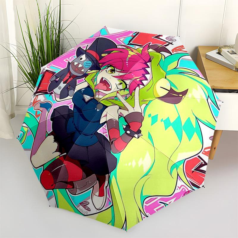 

1pc Outdoor Umbrella with Graffiti Art, Automatic Opening/Closing, Portable 3-Fold Design, 8-Rib Iron Frame - Perfect Gift for Fans, Travelers, D