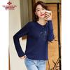 YUZHAOLIN Women's Sequin Embroidered Long-Sleeve T-Shirt