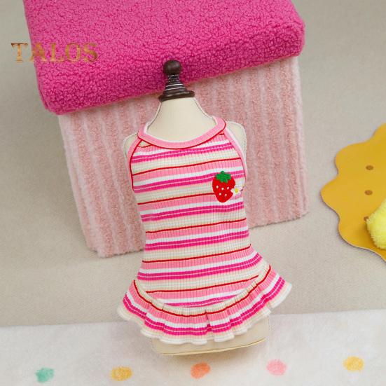 Rochie de vară pentru câini, cățeluș, fără mâneci, cu dungi, căpșuni, tricou, fustă Tutu, ținută de prințesă pentru animale de companie, pentru pisici mici și medii, câini