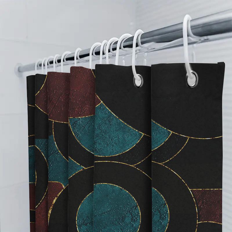 Luxury 3D Waterproof Bath Shower Curtain Fabric Decorative for Home Bathroom Decoration Waterproof Wall Covering Circle Pattern