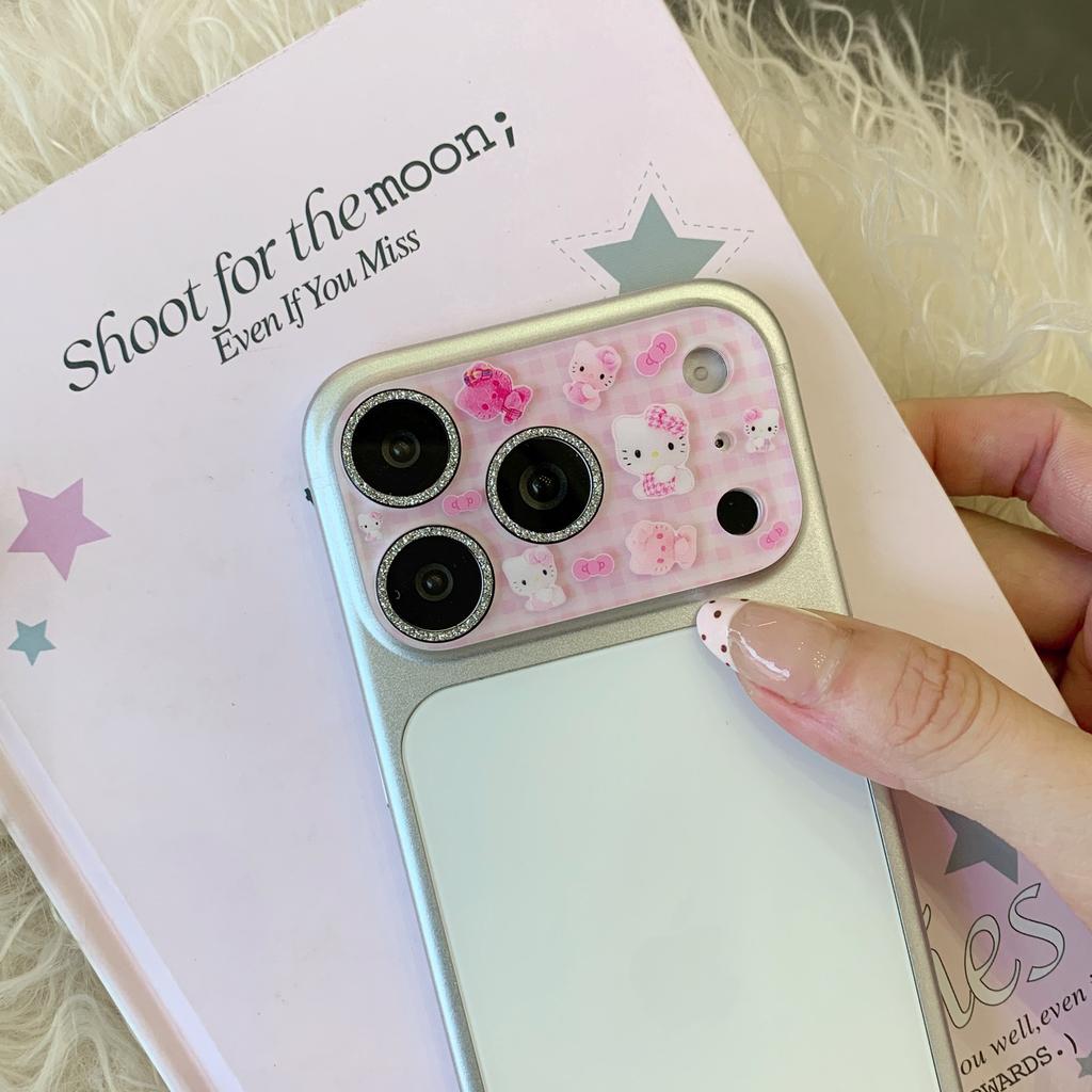 Korean INS Style Cartoon Animation Glitter Bling Camera Protector For IPhone 17 16 15 14 Pro Max Cap Kitty Lens Glass Screen Film Anti-Drop Armor