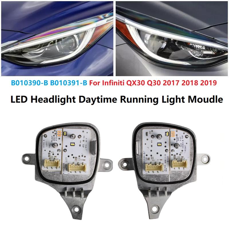 1Pair Headlight LED Module B010390-B B010391-B For Infiniti QX30 Q30 17-19 DRL Daytime Running White Lightsource High Version