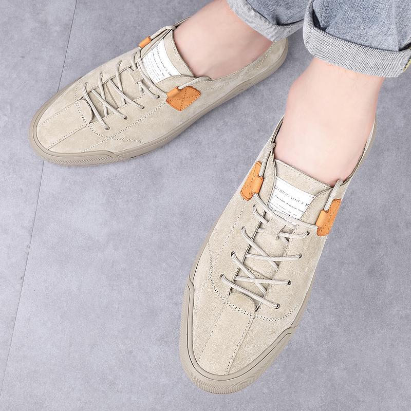 Fashion Soft-Soled Male Outdoor Shoes Leisure Walk Flats Lace-up Men's Casual Shoes Fashion Leather Sneakers Comfortable Skate Footwear