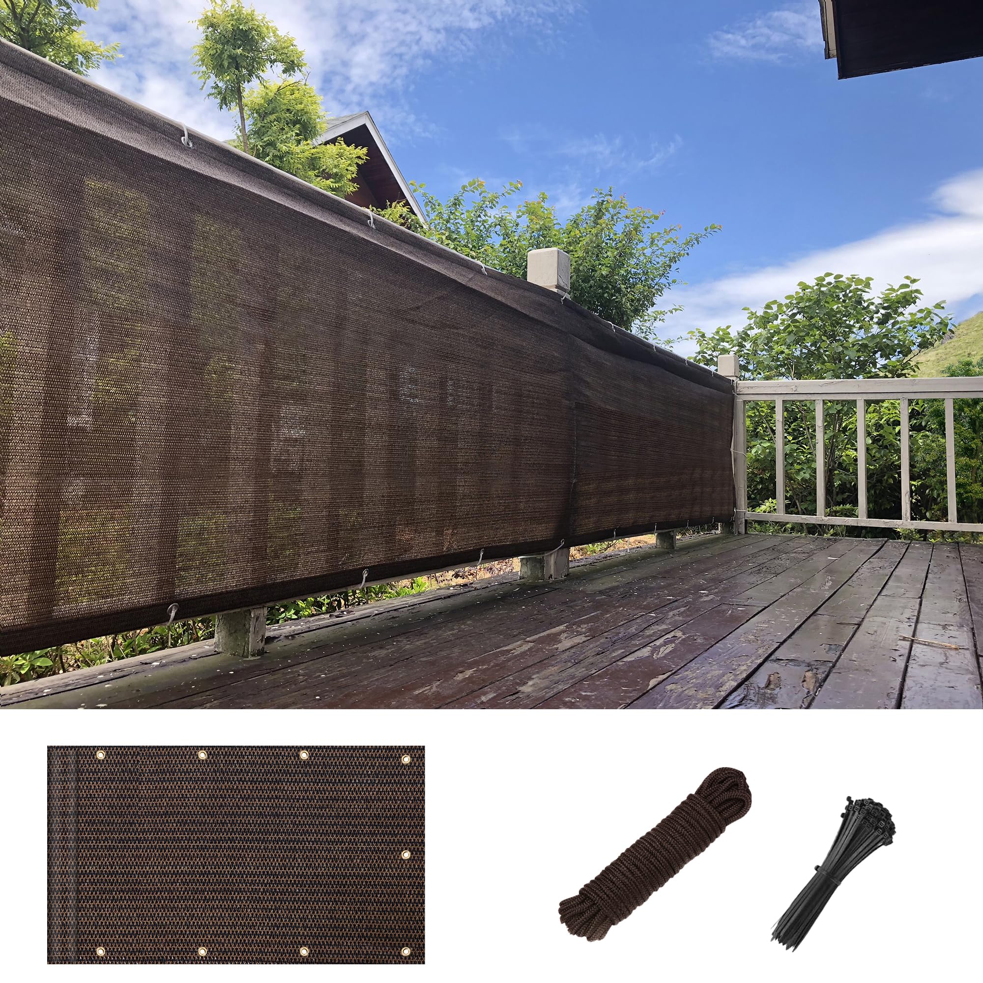 

For those concerned about SEASONS balcony privacy mocha material provides privacy and UV Ideal for apartment fences and Allows for good ventilation
