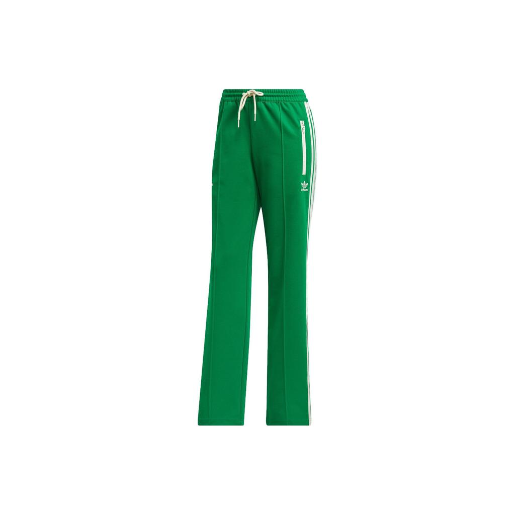 adidas Originals X Sporty & Rich Collaboration Retro Sports Solid Color Elastic Logo Straight Leg Sweatpants Women Bottoms Green IB2154