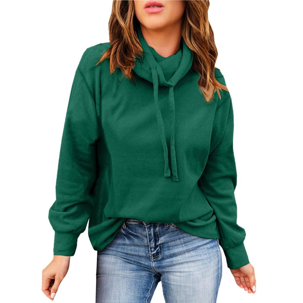 Fashion Women High Collar Casual Sleeve Pullover Blouse Long Sleeve Tops Blouse