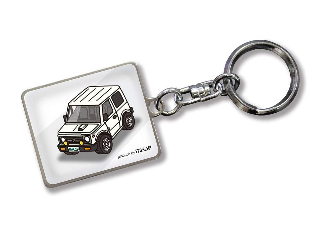 MKJP Custom Keychain for Suzuki Jimny White White Car Color JA11, Base,
