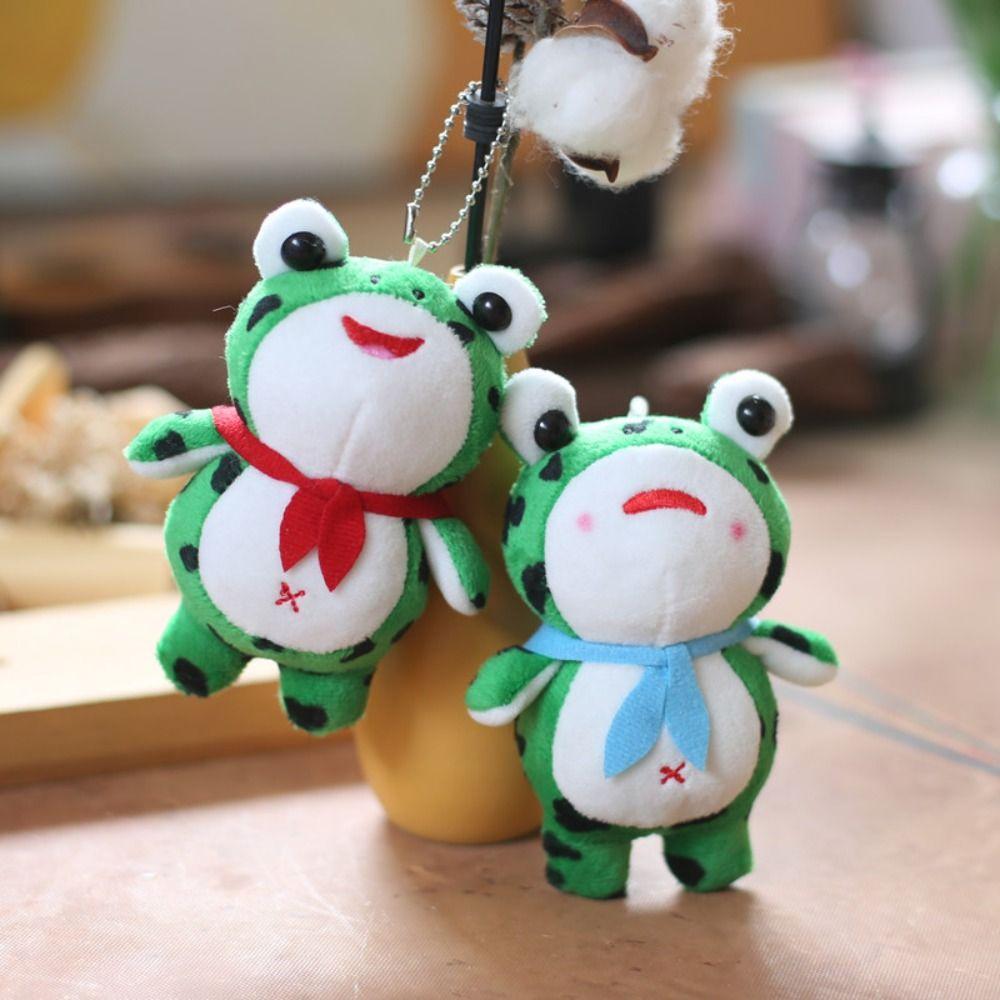 Stuffed Doll Red Scarf Frog Plush Pendant Cartoon Frog Frog Plush Keyring   School Bag Pendant