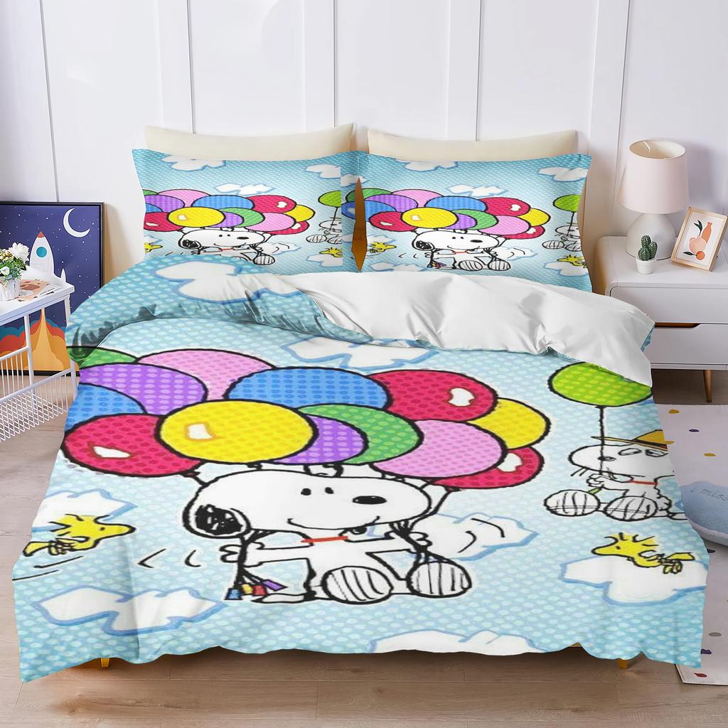 Snoopy Couple Bedding Set Duvet Cover Twin Size Sets 100% Polyester 3d Children'S Bedding Set 3-Piece 1 Quilt Cover