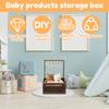 Baby Shower Crate Closet Thickened Wood Baby Shower Basket with Handle Hollow Out Baby Storage Crate with 5 Hangers and Wreath