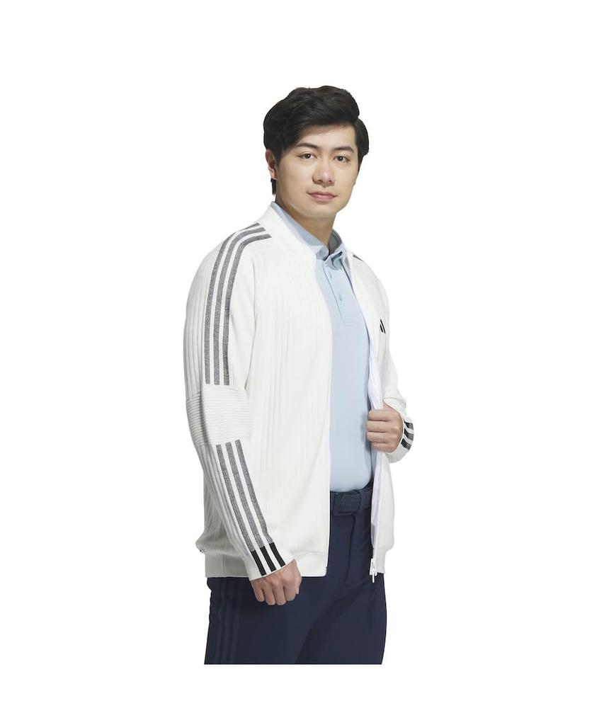 Sweter z podszewką wiatroodporny z długim rękawem Three Stripes Biały [Adidas] Odzież środkowa (Sweter, Bluza) J/L