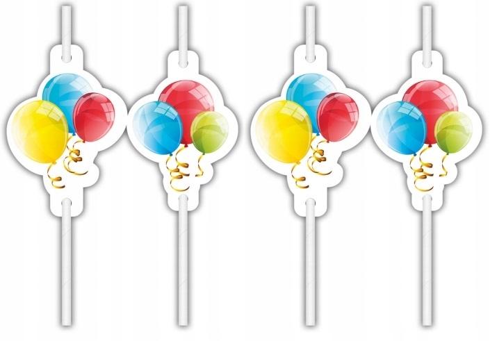 Słomki Papierowe Z Medalionem Balloons 4 Szt.