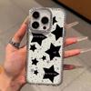 Full screen black stars, suitable for Apple iPhone17/16Pro mobile phone case 14 flash diamonds, 15 large holes, 13 women