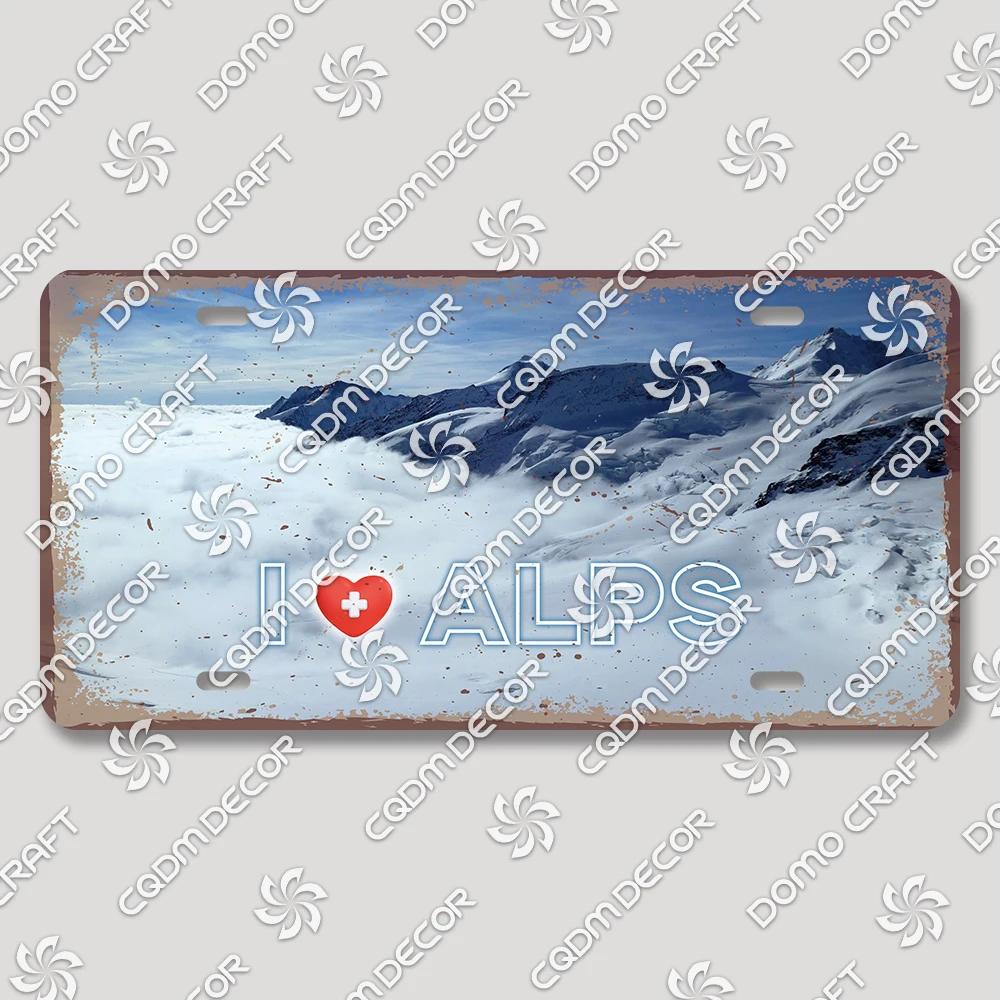 I Love Switzerland Poster License Plates Retro Alps Geneva Zurich Scenery Metal Tin Sign Cafe Living Room Home Wall Decor