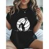 Women's Volleyball Graphic T-Shirt - Short Sleeve Crew Neck Top with Female Athlete Spike Print, Spring Summer Casual Blousewear Suitable