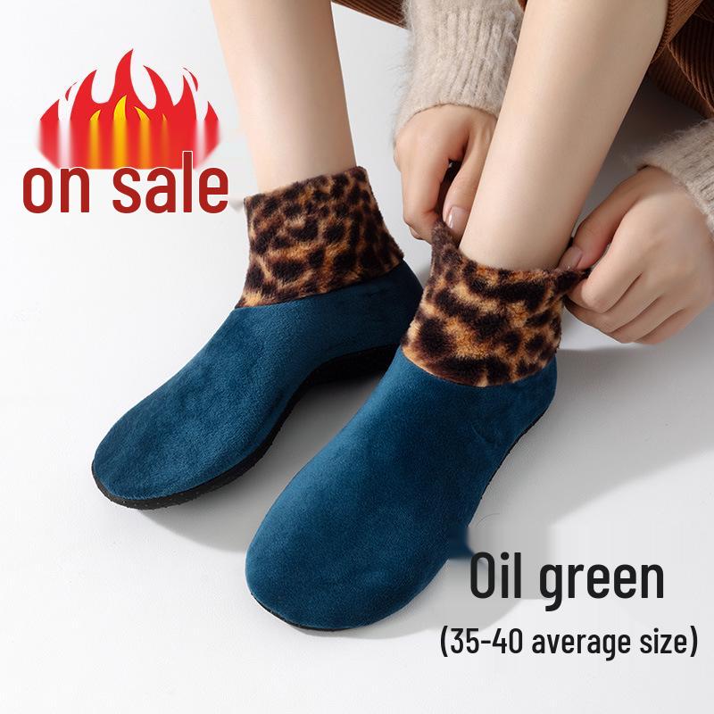 

Женские утолщенные нескользящие домашние носки Plus Velvet – теплые бахилы средней высоты для осени и зимы. Women s One Size 35-40 оливковое зеленый