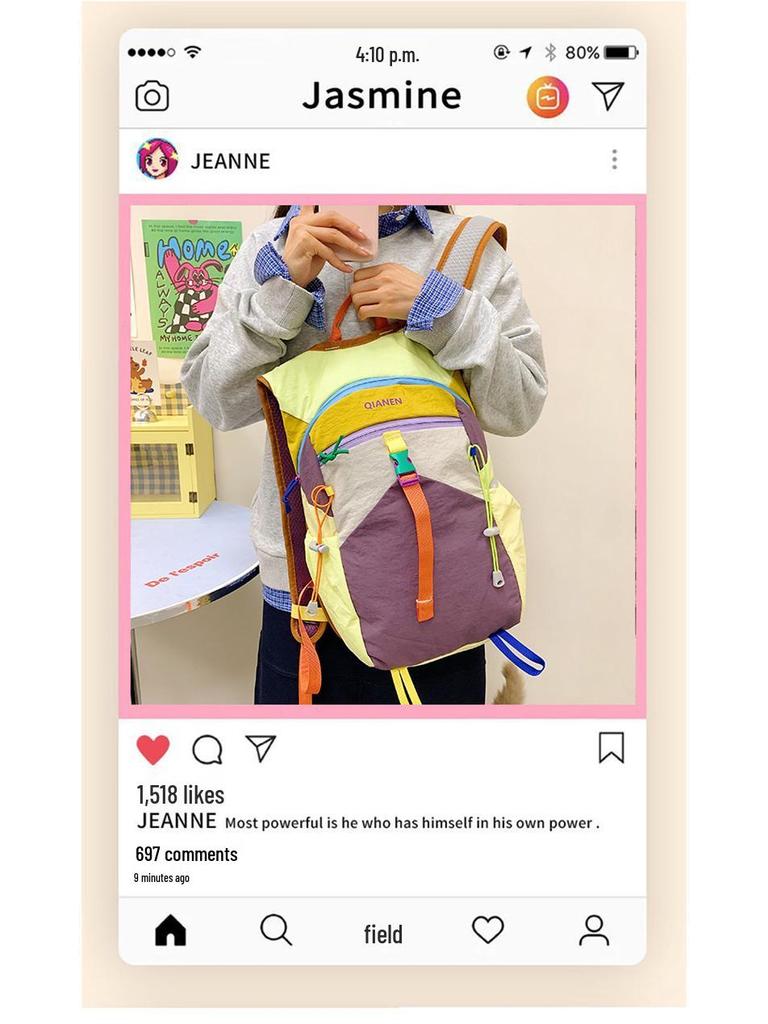 Dopamine Colorblock Lightweight Waterproof Backpack for School, Hiking & Outdoor Adventures