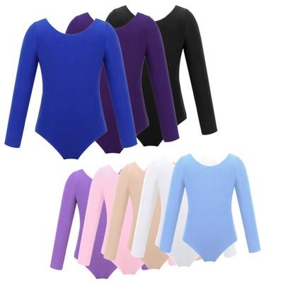 Macacão collant de manga comprida para meninas, ginástica, balé, trajes de dança