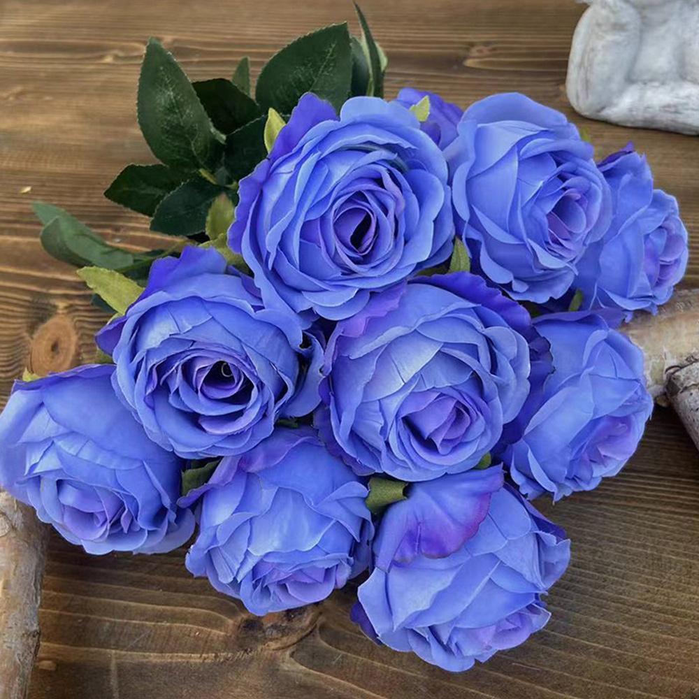 9 echte, fröhliche Mini-Fotografie-Geschenk-Seidenrosen in 10 Farben, gepresste Mini-Hochzeitstischblumen
