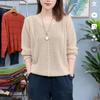 Round Neck Solid Color Knitted Sweater for Women Stylish Middle-aged Mother Slimming Top
