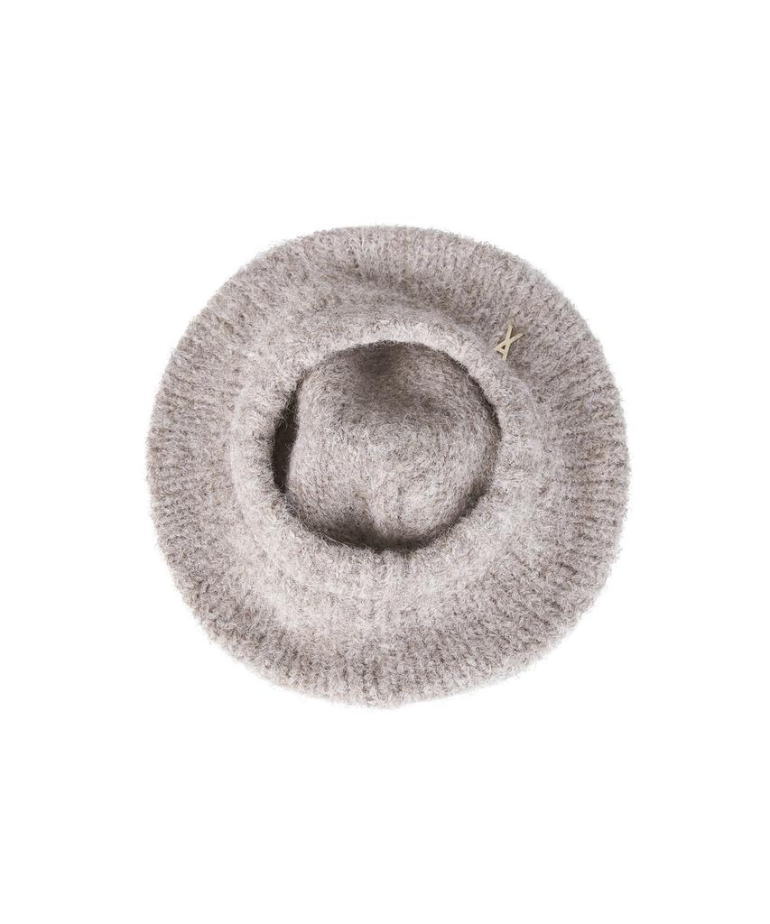 Bajal Studded Logo Wool Knit Beret Mocha