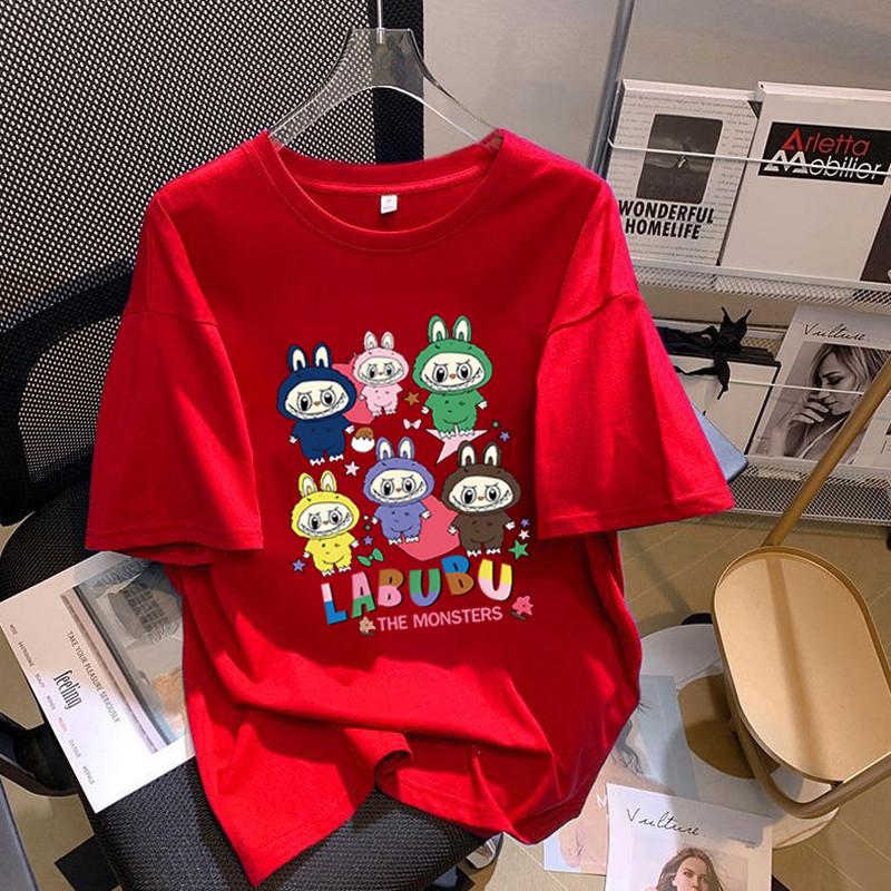 Local Brand Cotton Loose Short Sleeve T-shirts Women Printed Graphic Big Oversize Neck Round Tees