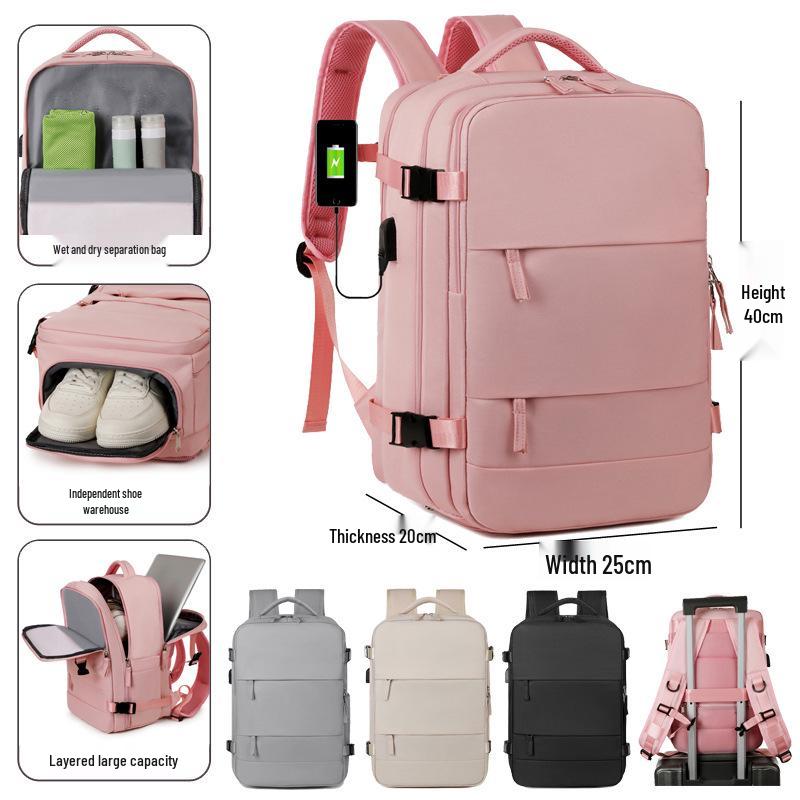 Multifunctional Travel Backpack with Shoe Compartment and Wet/Dry Separation for Business and Outdoor Use