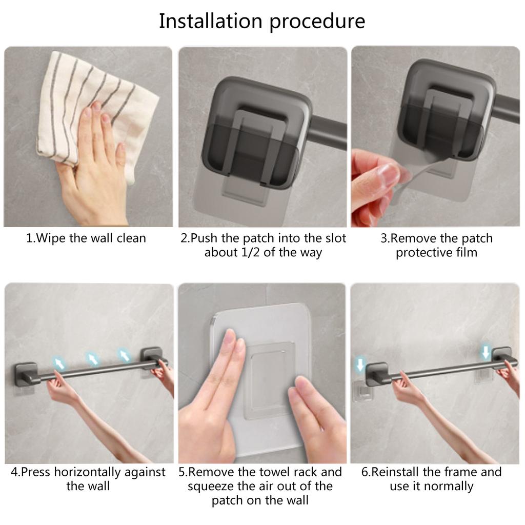 Self-Adhesive Bathroom Towel Storage Rack Wall Mounted Towel Bar Rail Organizers Hanging Towel Holder Easy Installation