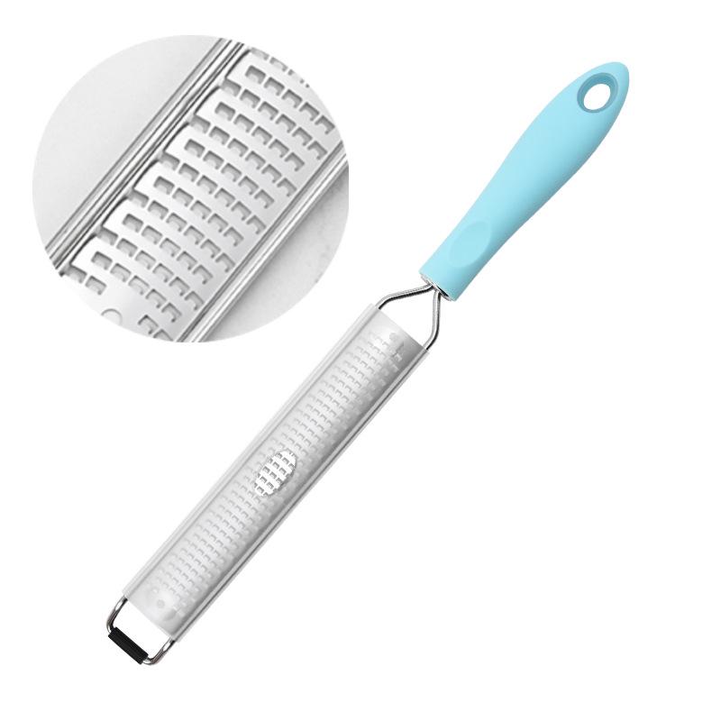 Stainless Steel Cheese & Lemon Zester with Long Rubber Handle for Creative Baking