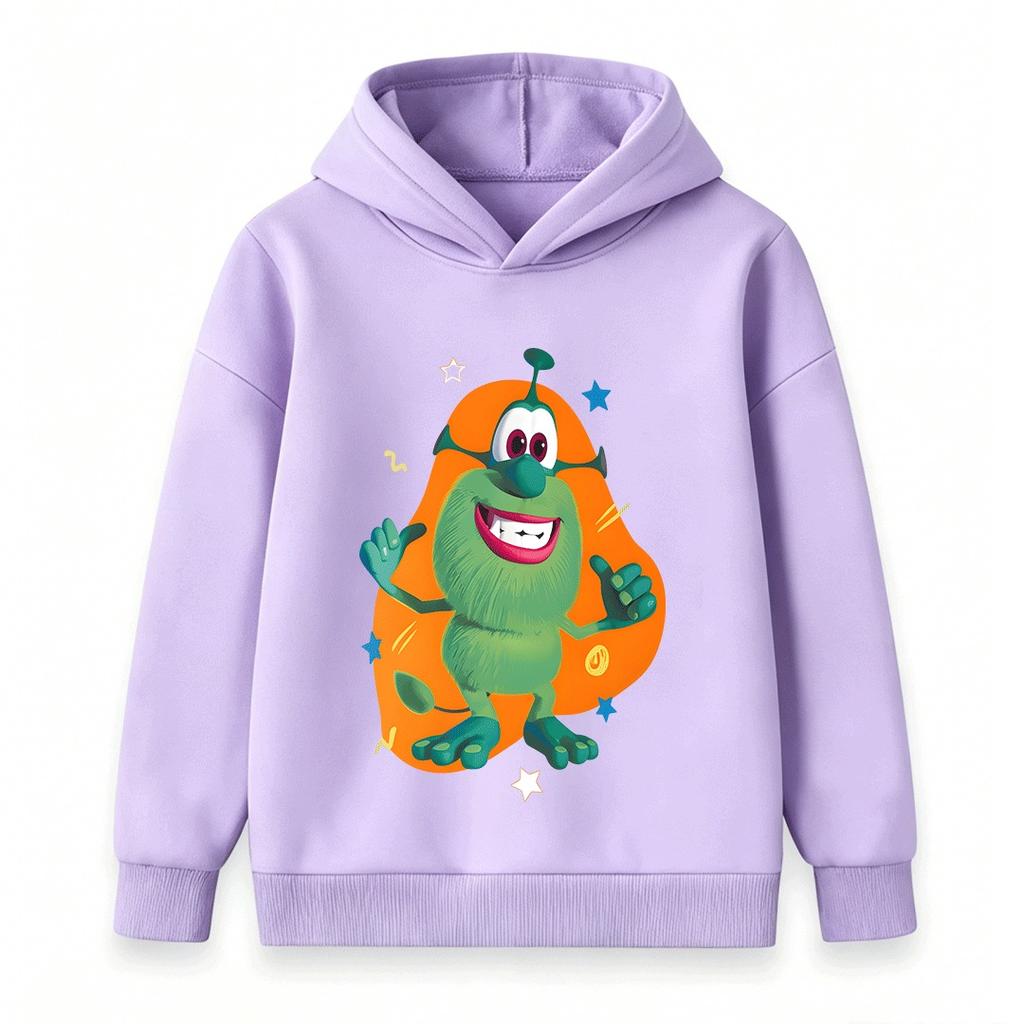 Kids Boys Girls Hoodie Sweatshirt, Cute 3D Cartoon Green Alien Print Long Sleeve Casual Pullover Hooded Top for Toddlers School Daily Wear
