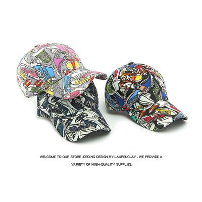 Frühling Sommer Graffiti Hut Damen Outdoor Sonnenschutz Kappe Bedruckte Baseballkappe für Herren