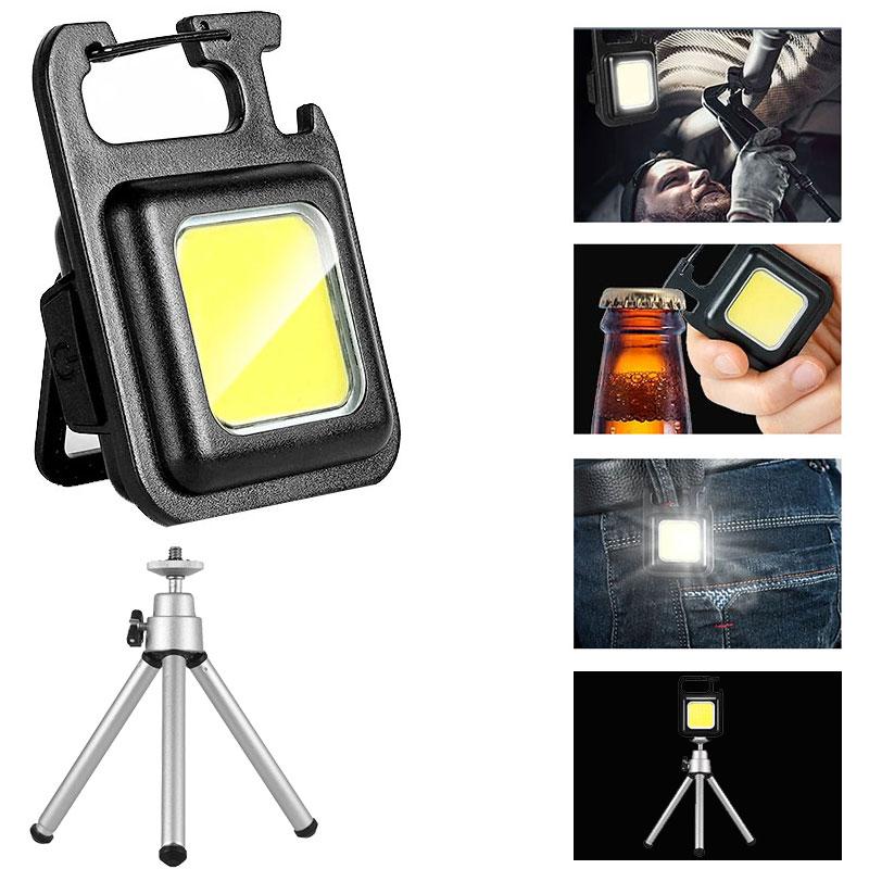 Super Bright Convenient Carry-on MINI COB Keychain Flashlight Rechargeable Emergency Work Lamp with Magnet Outdoor Camping Light