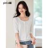 Women's Ice Silk Knit Top with Lace Trim