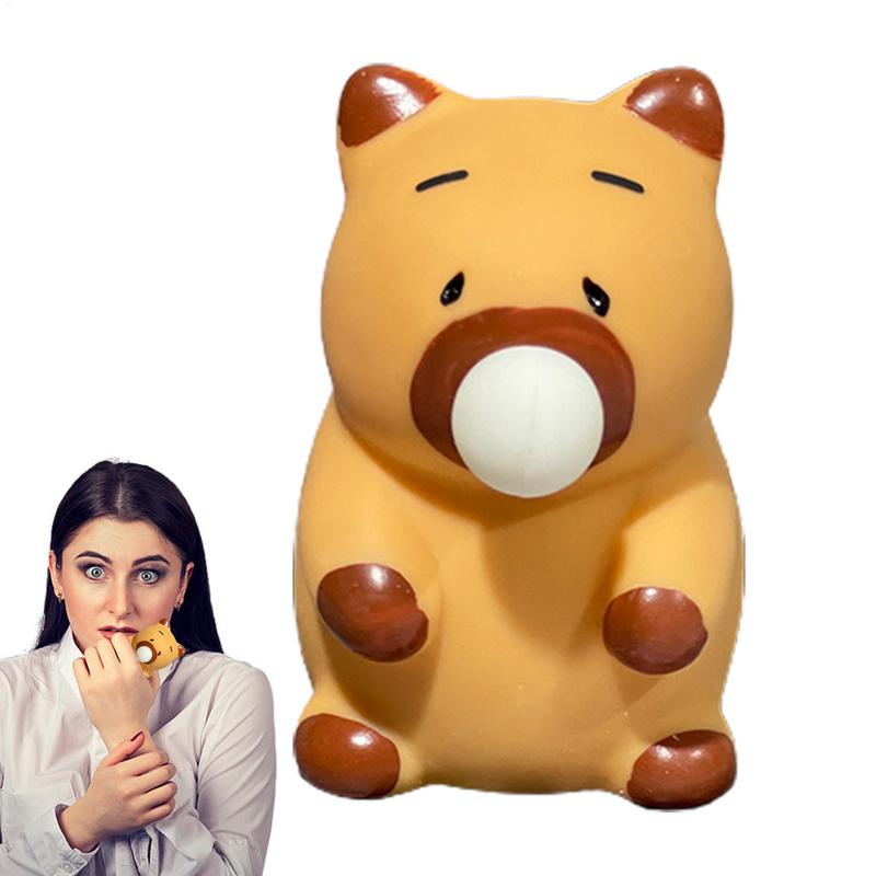 Brown Capybara Doll Pinch Music Toys Squeeze Spit Bubble Decompressio N Toy For Kids Sensory Fidget Toys Schoolbag Doll Pendant
