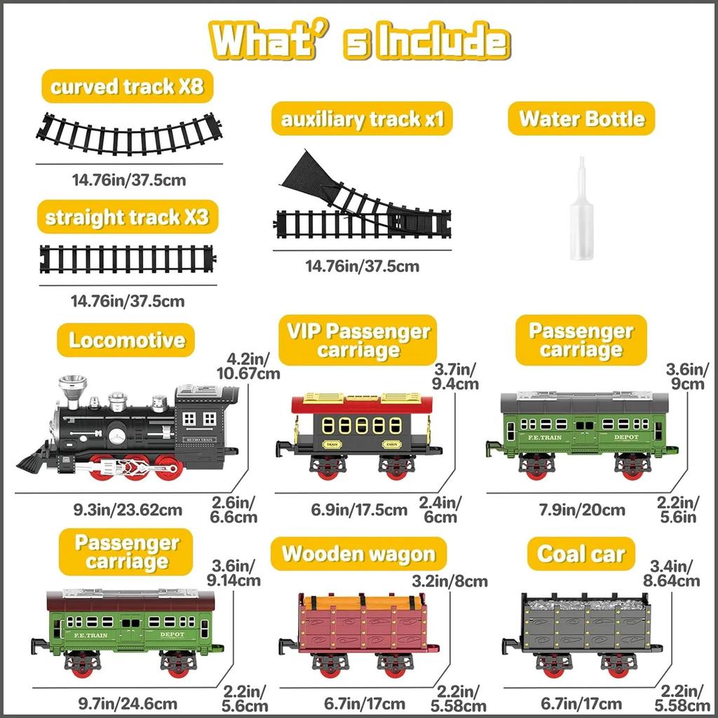 Hot Bee Train Set - Train Toys For Boys  Lights And Sound Toy Train Set For Under Christmas Tree Toddler Model Trains