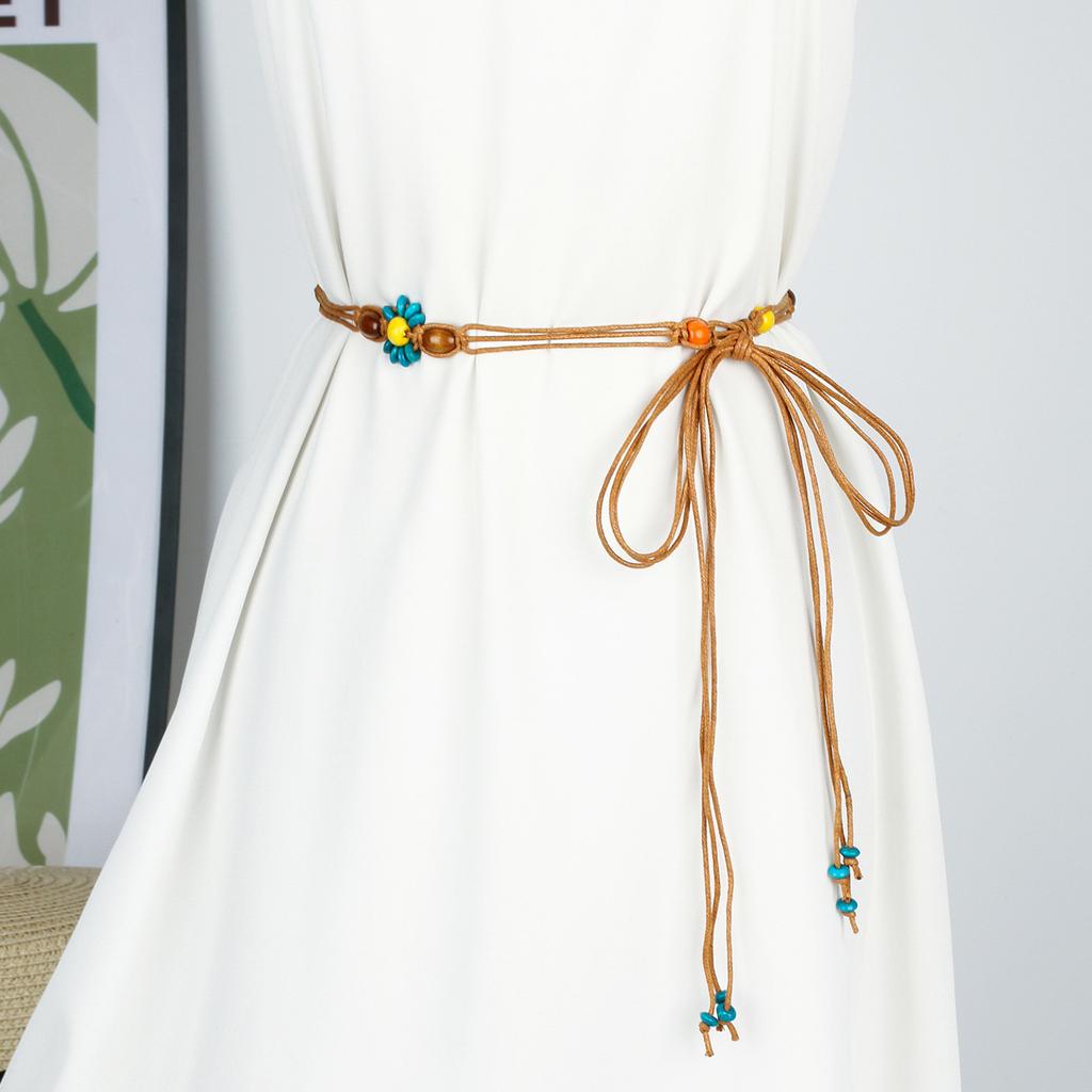 Color Optional Women Waist Belt Vintage Bohemian Adjustable Braided Waist Belt Knot Women Dress Shirt Waist Seal Belt