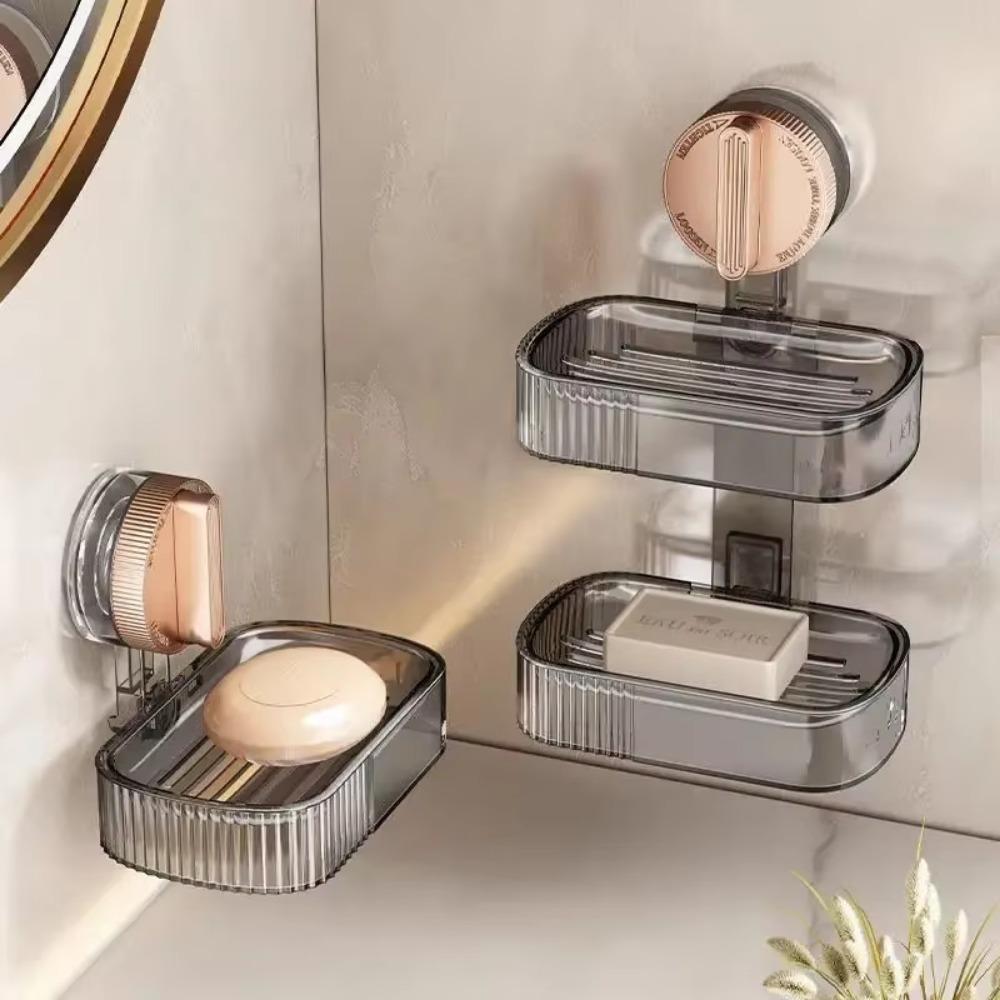 Portable Suction Cup Soap Box NO-Drilling Wall Mounted Soap Dish Holder Removable Soap Storage Rack For Bathroom Shower
