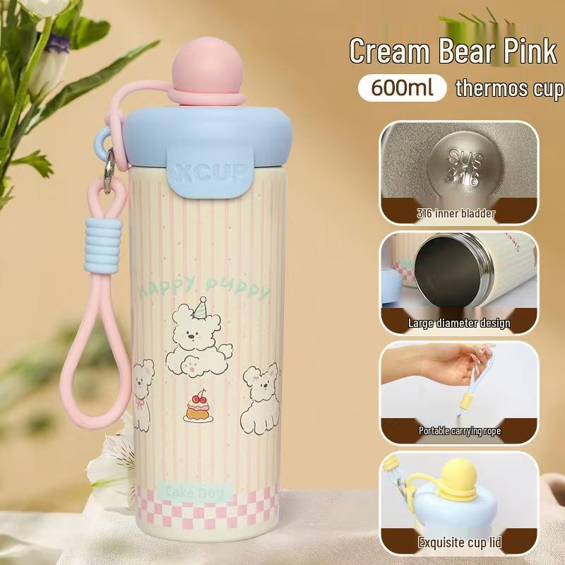 Premium 316 Roestvrij Staal Geïsoleerde Rietjesbeker met Handvat - Grote Capaciteit voor Vrouwen