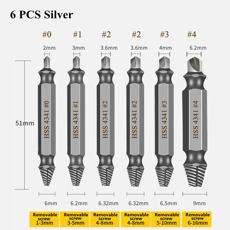 Damaged Screw Extractor Drill Bit Set Stripped Broken Screw Bolt Remover Extractor  Demolition Tools 4/5/6 PCS
