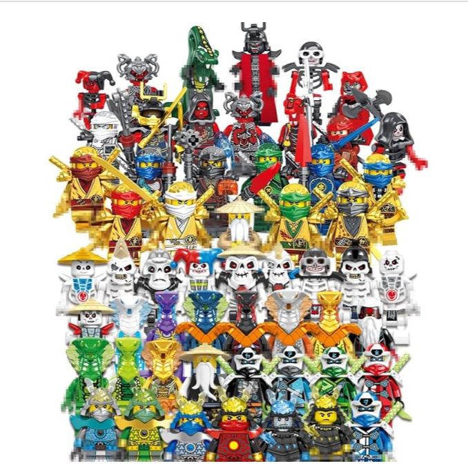 40 sztuk Klocki Ninja Minifigurki Wąż Szkielet Bitwa Małe Klocki Budowlane