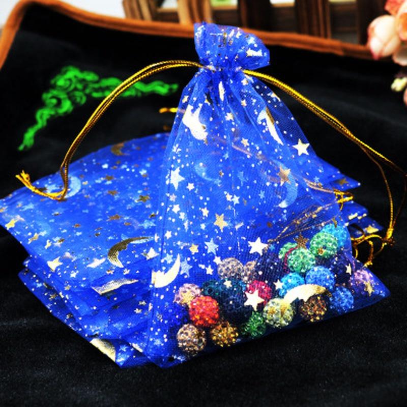 100pcs Glitter Jewelry Pouch Organza Bags Gift Packaging Bag Wedding Christmas Gift Bag Candy Bag
