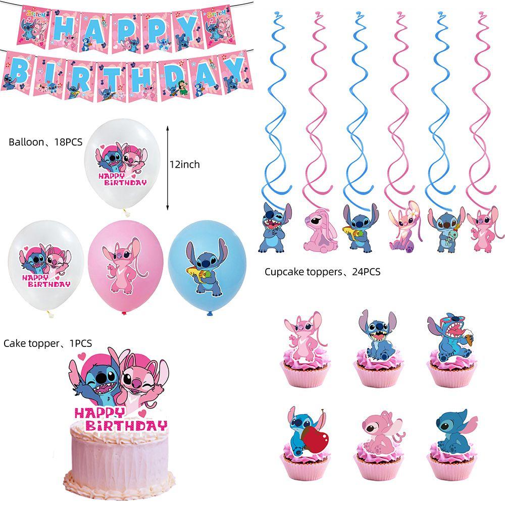 Lilo Pink Stitch Birthday Party Decorations Supplies Tableware Banner Balloon