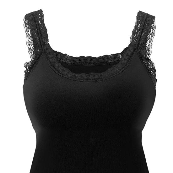 Spitzen-Tanktop für Damen Spaghettiträger Ärmelloses Camisole-Top mit integriertem BH
