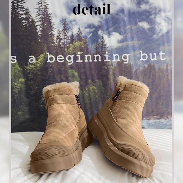 Mens Trendy Large Size Soft Sole Increase Height Winter Warm Fur Snow Boots Padded Lined Ankle Boots Anti-slip Hiking Casual Sports Martin Boots