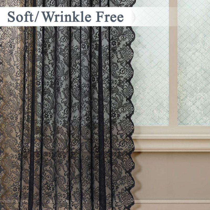 2pcs Semi-sheer Lace Curtains Rod-pocket Gauze Curtain