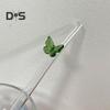 Glass Reusable Straw Colorful Butterfly Design Glass Straw Heat-Resistant Transparent Borosilicate Straws