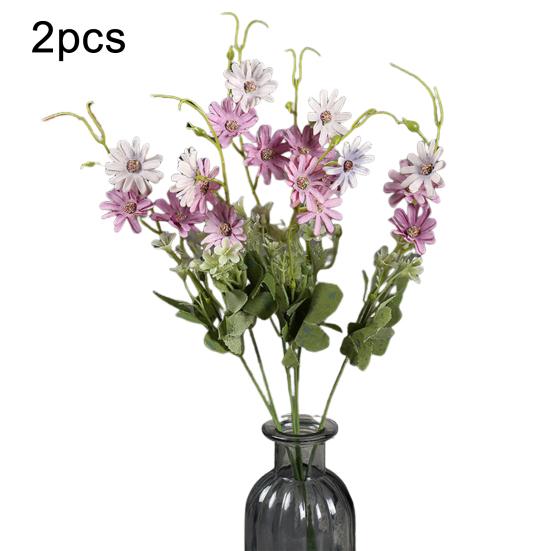 2 Pcs Simulated Flowers Bunch Artificial Daisies with Flexible Stem Weatherproof Fake Flowers for Vase Garden Home Decor Spring Summer Decoration