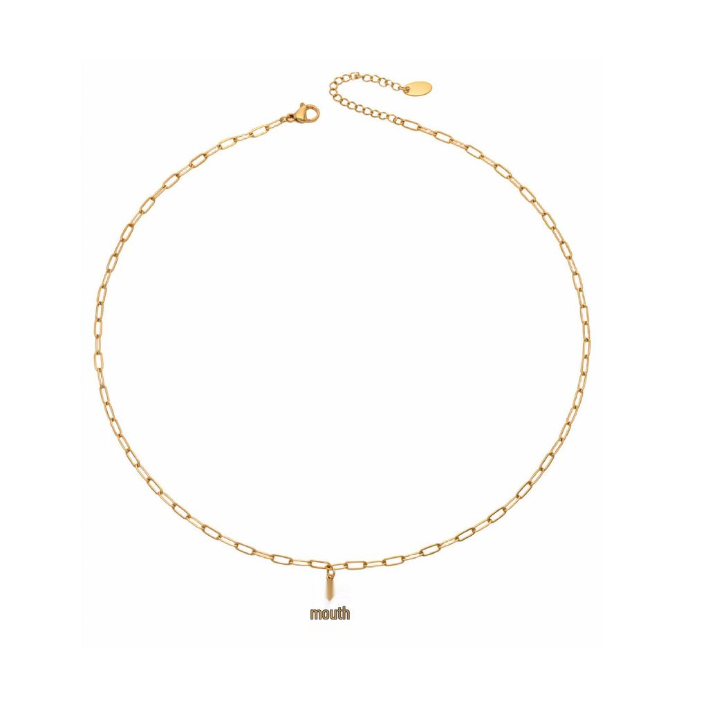 18K Gold-Plated Stainless Steel Necklace with White Mother-of-Pearl Square Pendant | French INS Style Fashion Jewelry