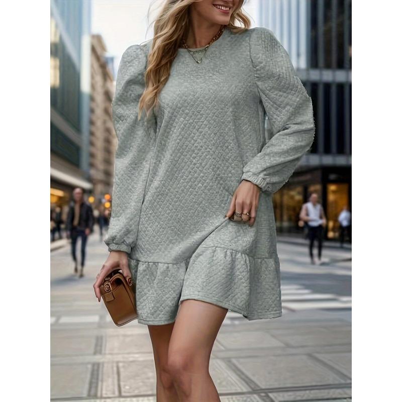 Podzimní zimní šaty Dámské Žakárové módní šaty s kapucí s kulatým výstřihem a dlouhým rukávem